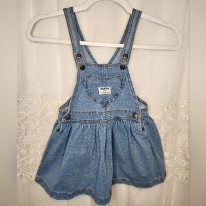 OshKosh B'gosh Girl's Lightweight Denim-look Jumper Heart Overall Dress 3T